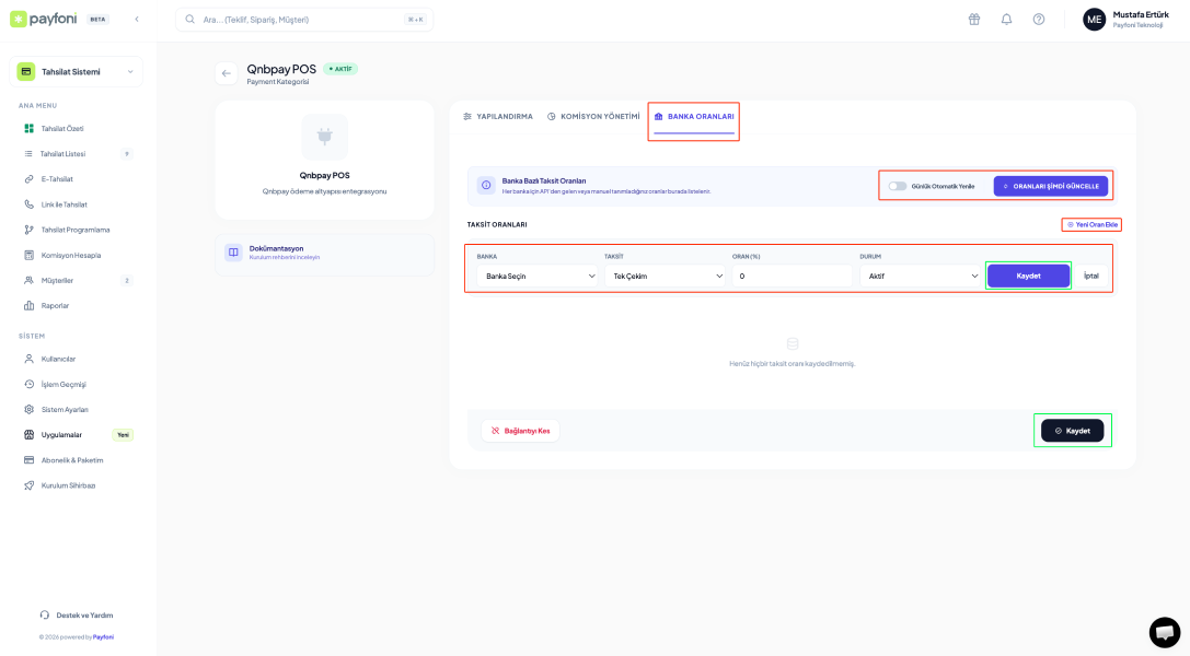 Banka ve Bireysel Oran Yönetimi