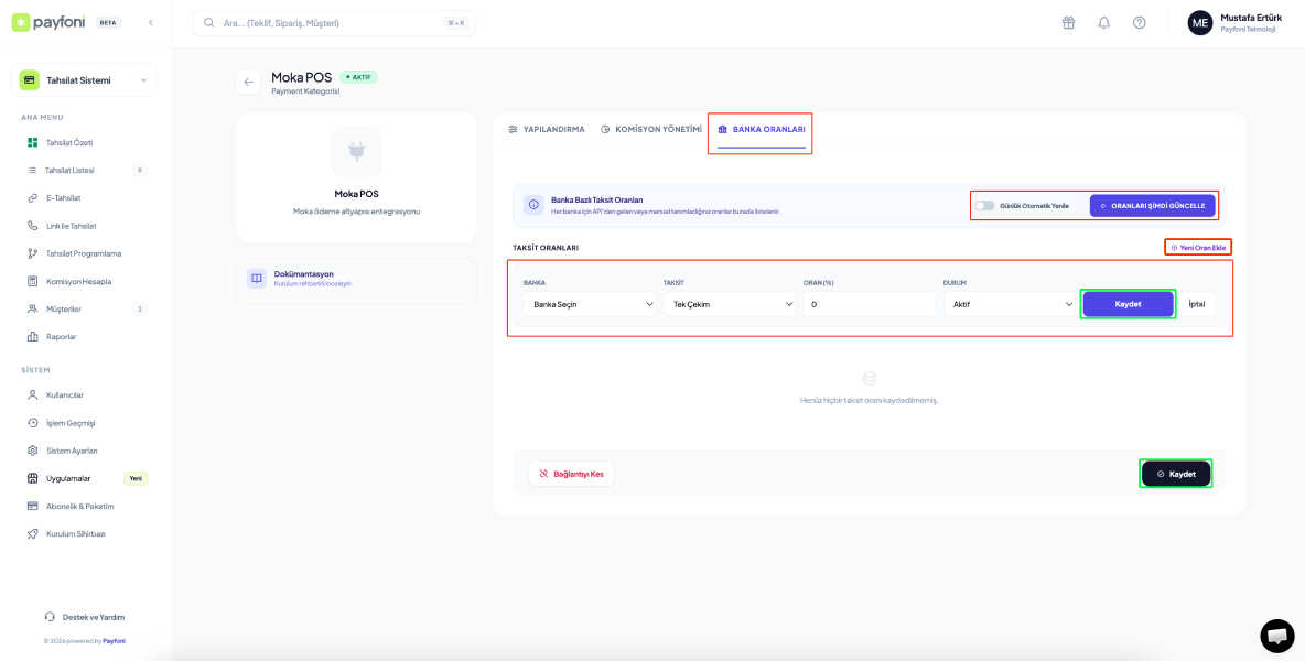Güncel Banka ve Bireysel Komisyon Yönetimi