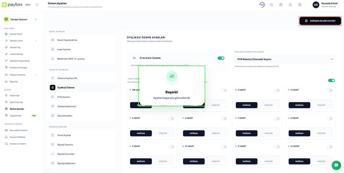 Değişiklikleri Kaydet