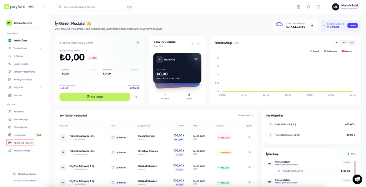 Payfoni Yönetim Paneli
