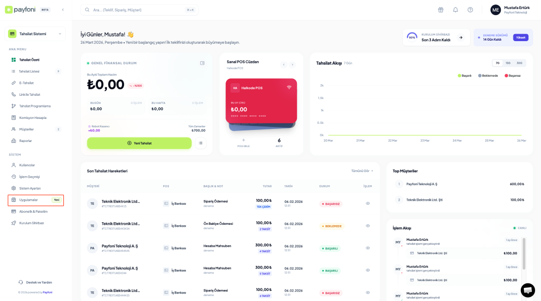 Payfoni Yönetim Paneli