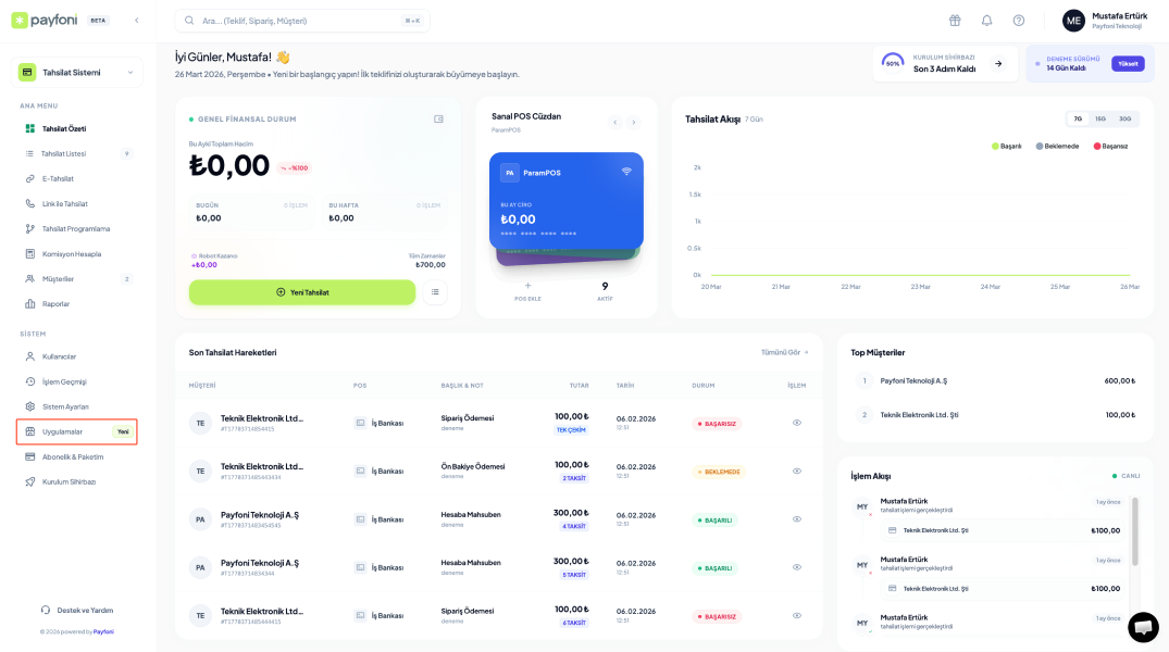 Payfoni Yönetim Paneli