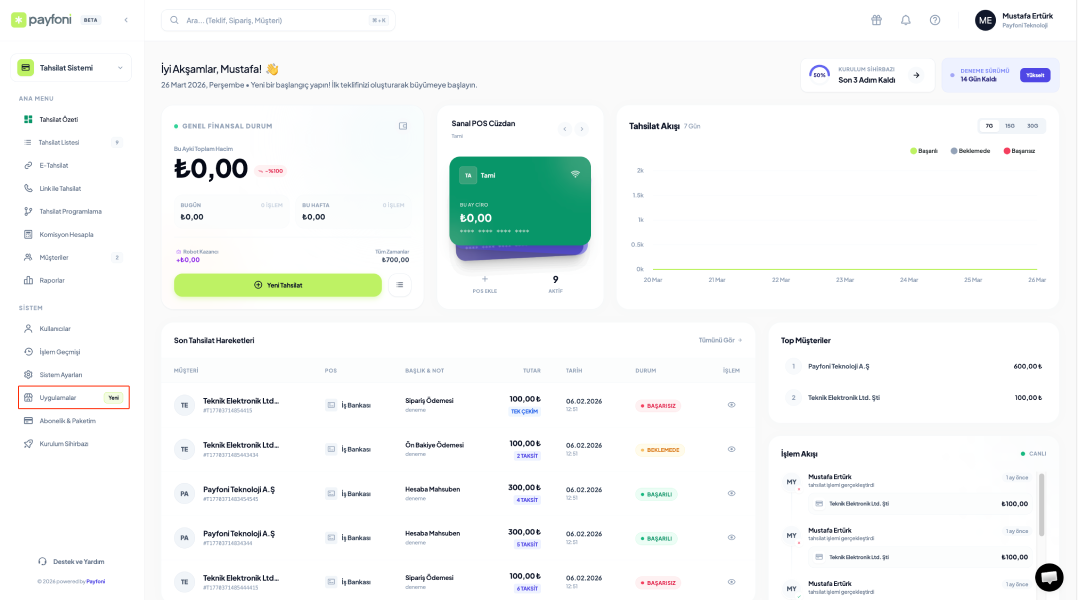 Payfoni Yönetim Paneli