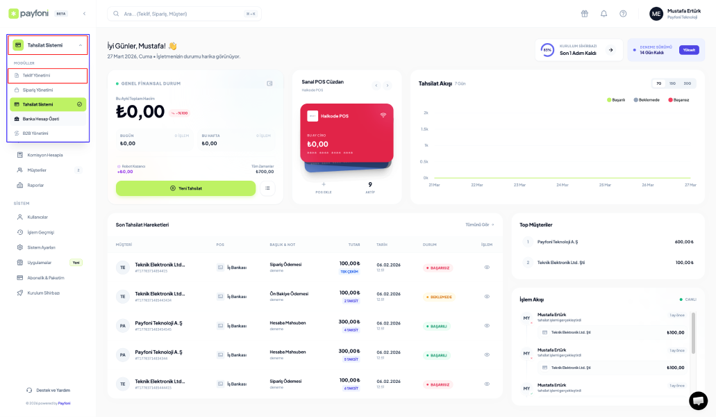 Payfoni Yönetim Paneli