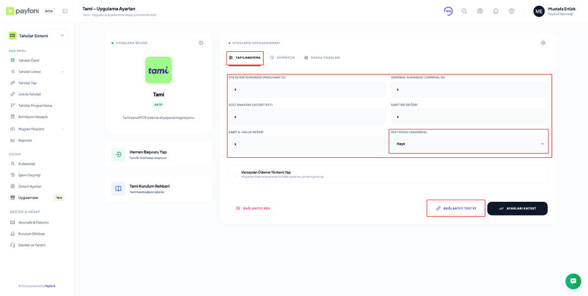 Sanal Pos Entegrasyon API Ayarları