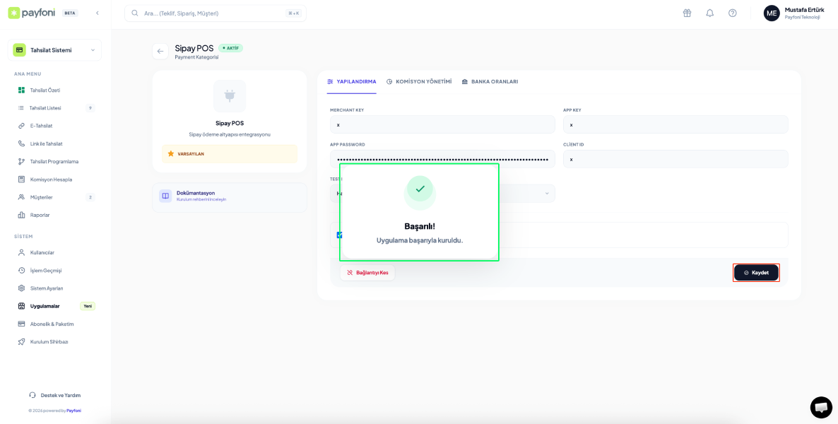 Başarılı Sanal Pos Entegrasyonu