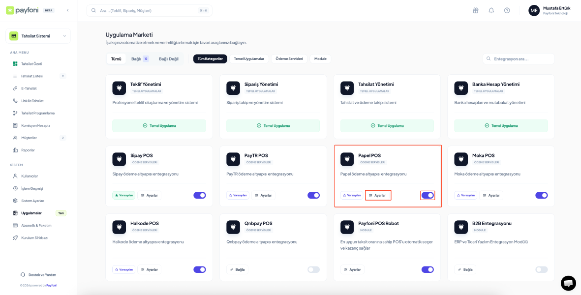 Sanal pos firma seçim ve yönetim