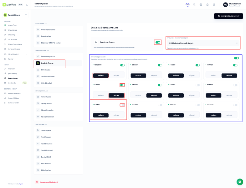 Üyeliksiz Ödeme Ayarları